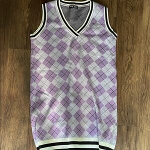 SHEIN Purple Argyle Mini Dress